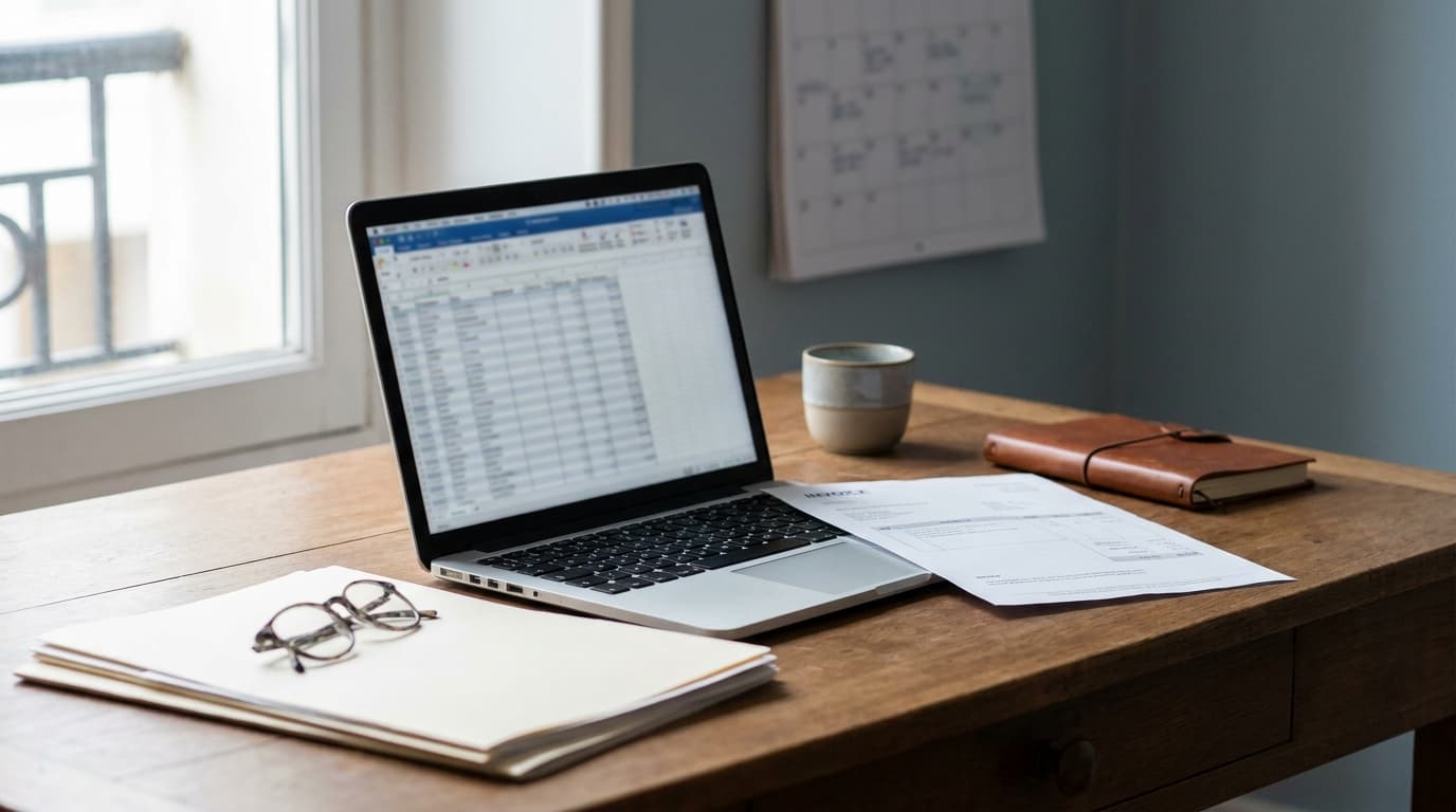 Bureau d'une PME du BTP : facture électronique à l'écran et échéance 2026 au calendrier